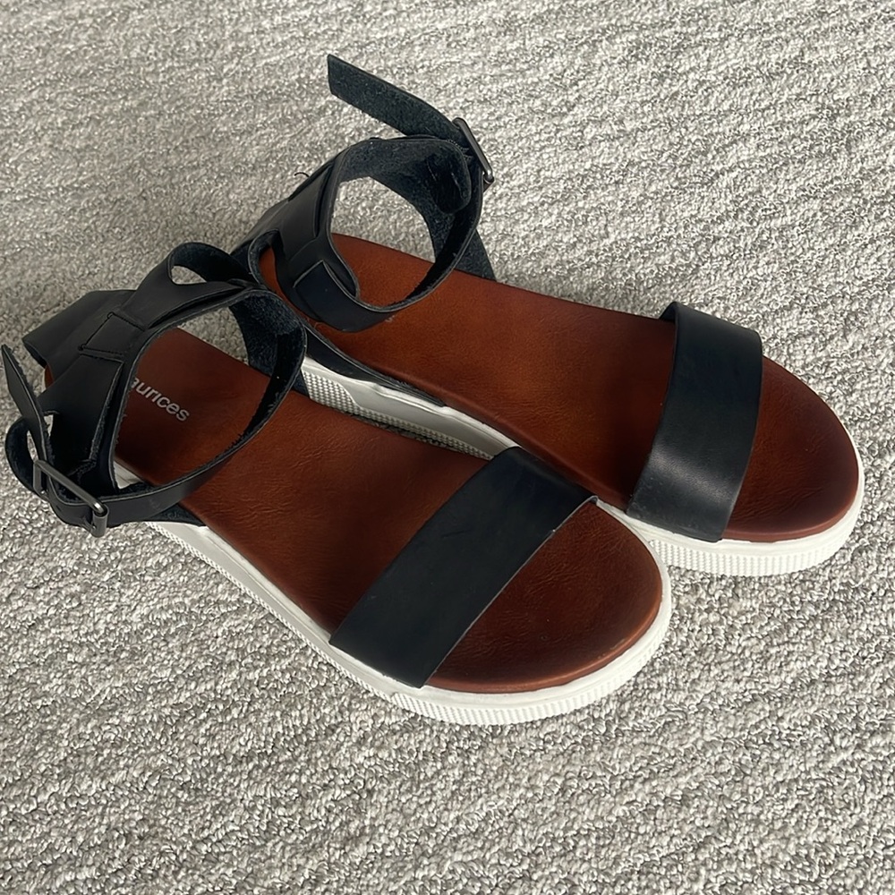 Maurices platform sandals with ankle buckle in black